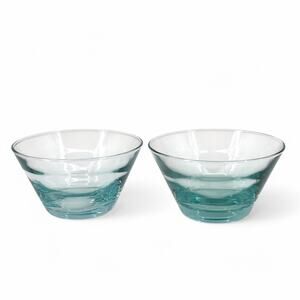 Libbey Aqua Ripple Fruit Dessert Bowls Saturn Optic Vintage Lot of 2